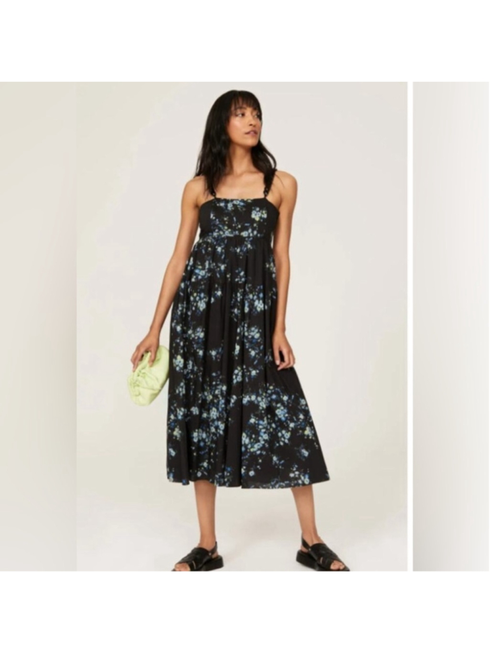 Les Reveries women's 8 navy floral dress with chain straps RUNS SMALL, EUC